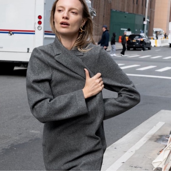 FELT TEXTURE COAT Sz Medium Gray - Picture 2 of 10